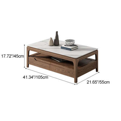Chinese Ash Wood Slate Coffee Table