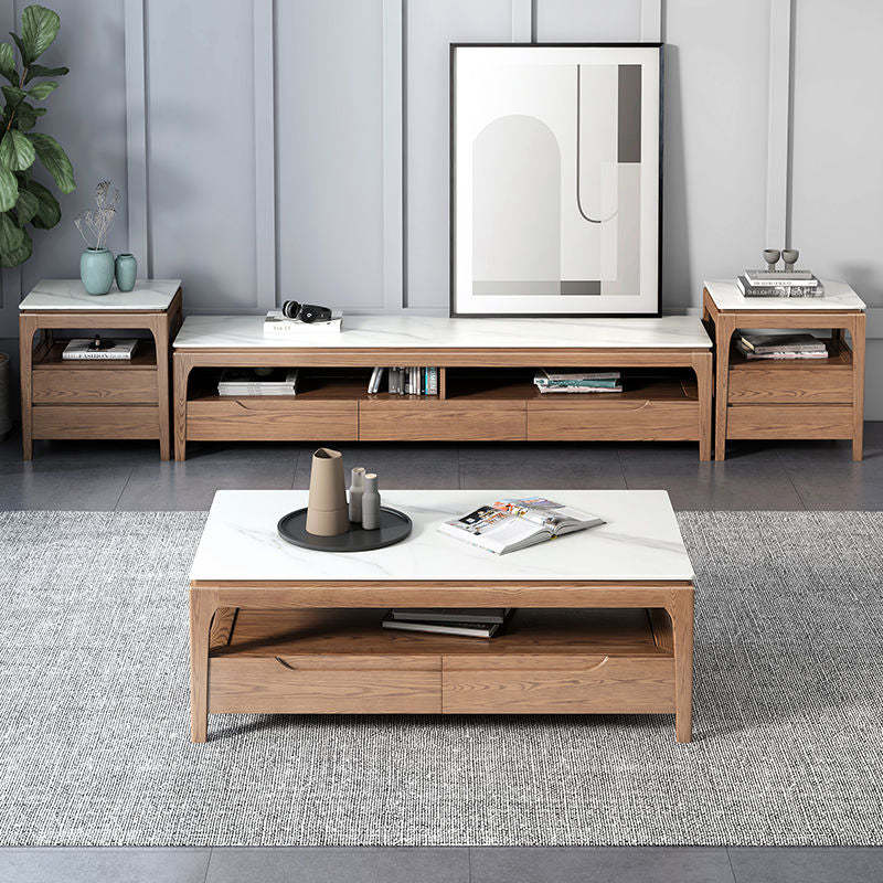 Chinese Ash Wood Slate Coffee Table