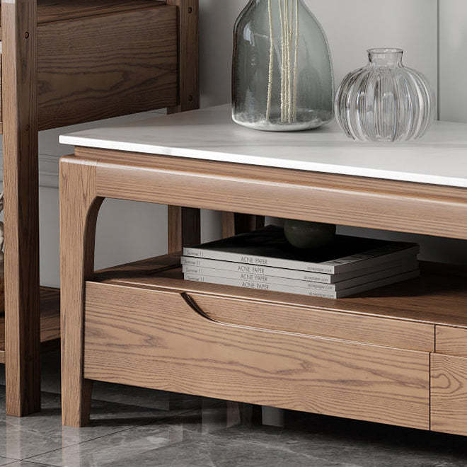 Chinese Ash Wood Slate Coffee Table
