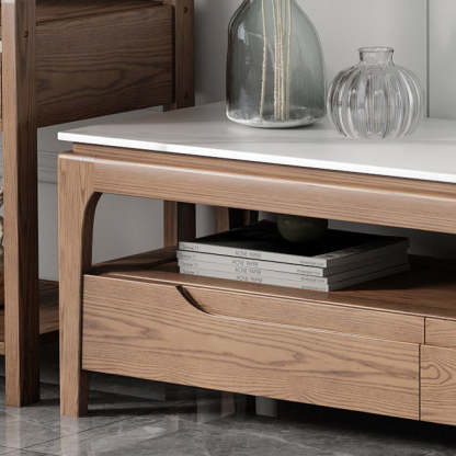 Chinese Ash Wood Slate Coffee Table