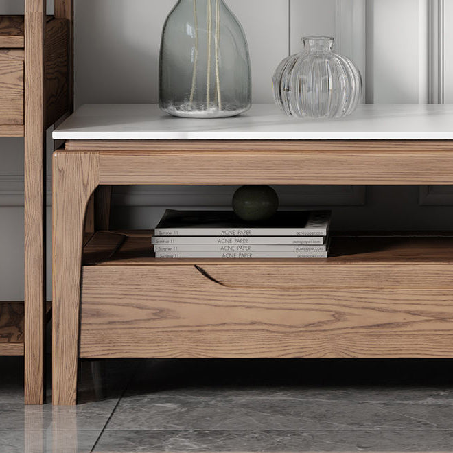 Chinese Ash Wood Slate Coffee Table