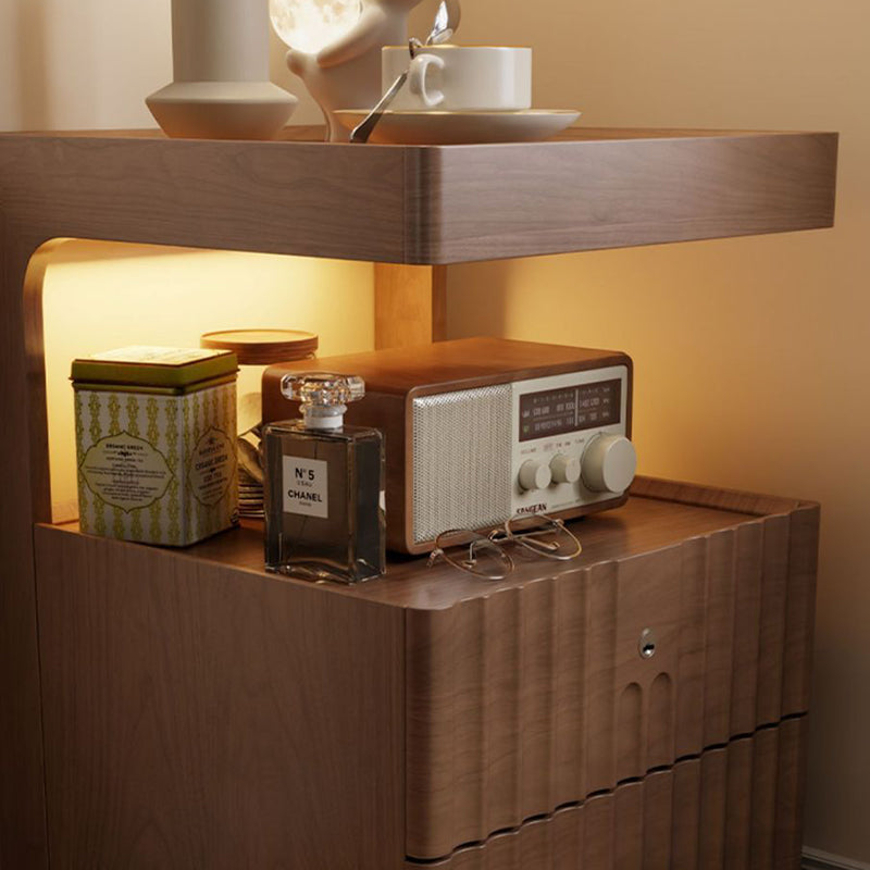 Traditional Luxury Wood Glass 2-Drawer Nightstand