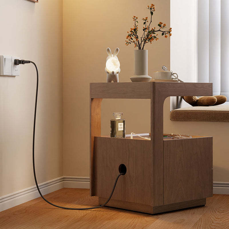 Traditional Luxury Wood Glass 2-Drawer Nightstand