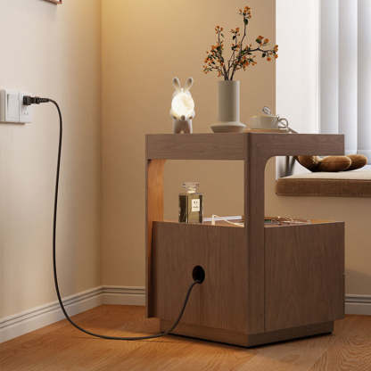 Traditional Luxury Wood Glass 2-Drawer Nightstand