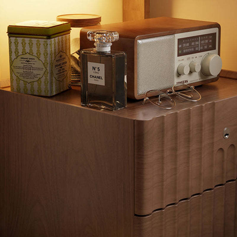 Traditional Luxury Wood Glass 2-Drawer Nightstand