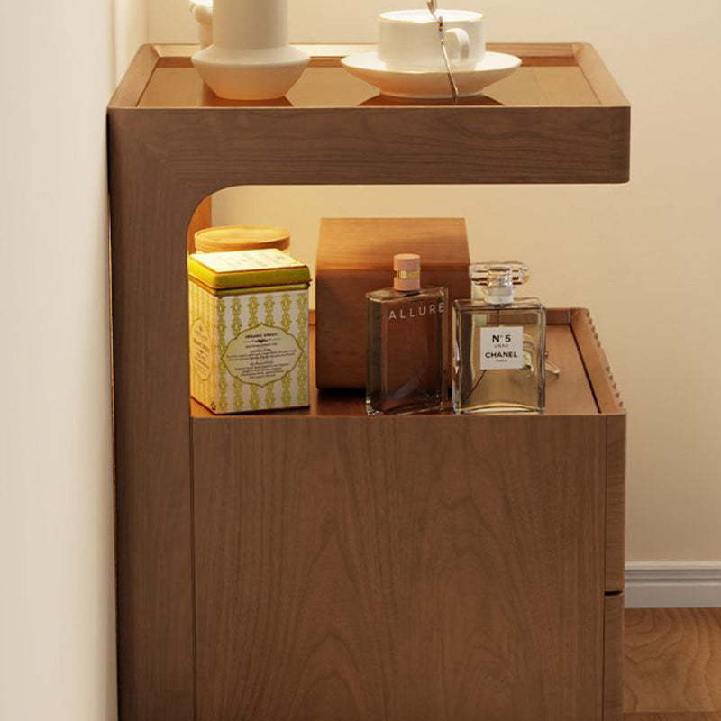 Traditional Luxury Wood Glass 2-Drawer Nightstand