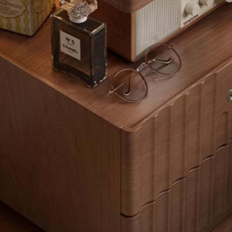 Traditional Luxury Wood Glass 2-Drawer Nightstand
