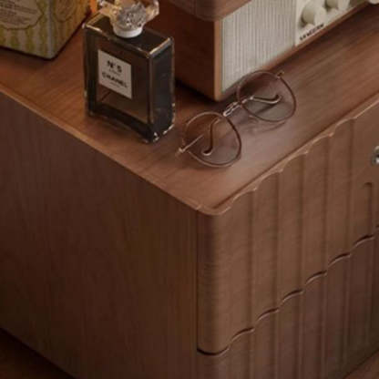 Traditional Luxury Wood Glass 2-Drawer Nightstand