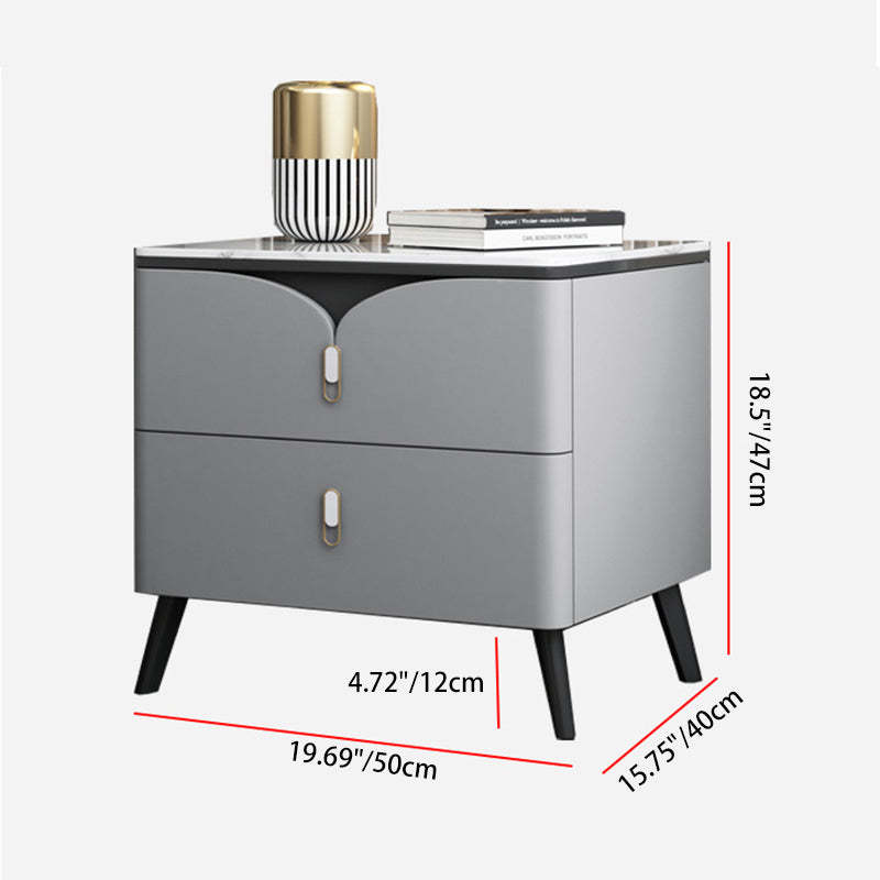 Scandinavian Slate 2-Drawer Nightstand — D