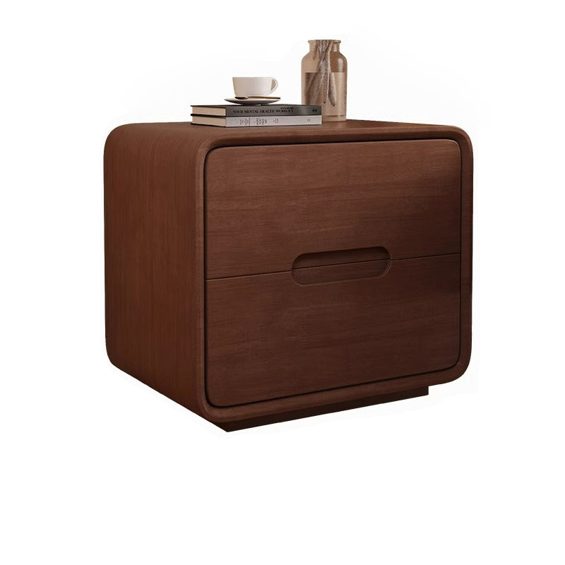 Modern Solid Wood 2-Drawer Nightstand