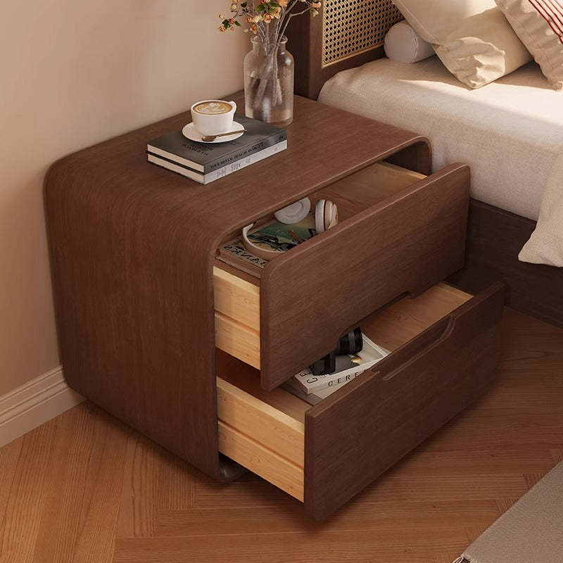 Modern Solid Wood 2-Drawer Nightstand