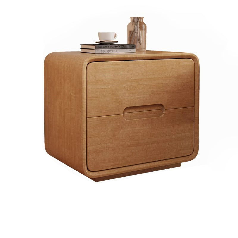 Modern Solid Wood 2-Drawer Nightstand