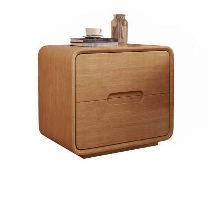 Modern Solid Wood 2-Drawer Nightstand