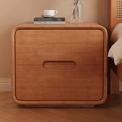 Modern Solid Wood 2-Drawer Nightstand