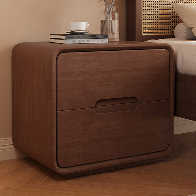 Modern Solid Wood 2-Drawer Nightstand