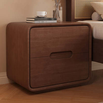 Modern Solid Wood 2-Drawer Nightstand