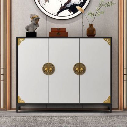 Chinese Solid Wood Metal 4-Tier Shoe Storage
