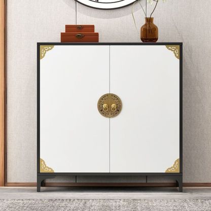Chinese Solid Wood Metal 4-Tier Shoe Storage