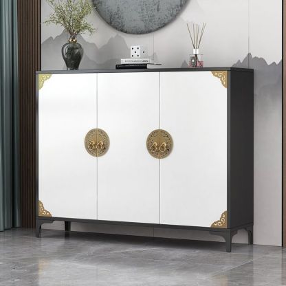 Chinese Solid Wood Metal 4-Tier Shoe Storage