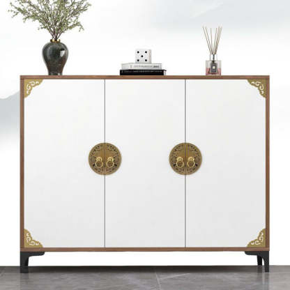 Chinese Solid Wood Metal 4-Tier Shoe Storage
