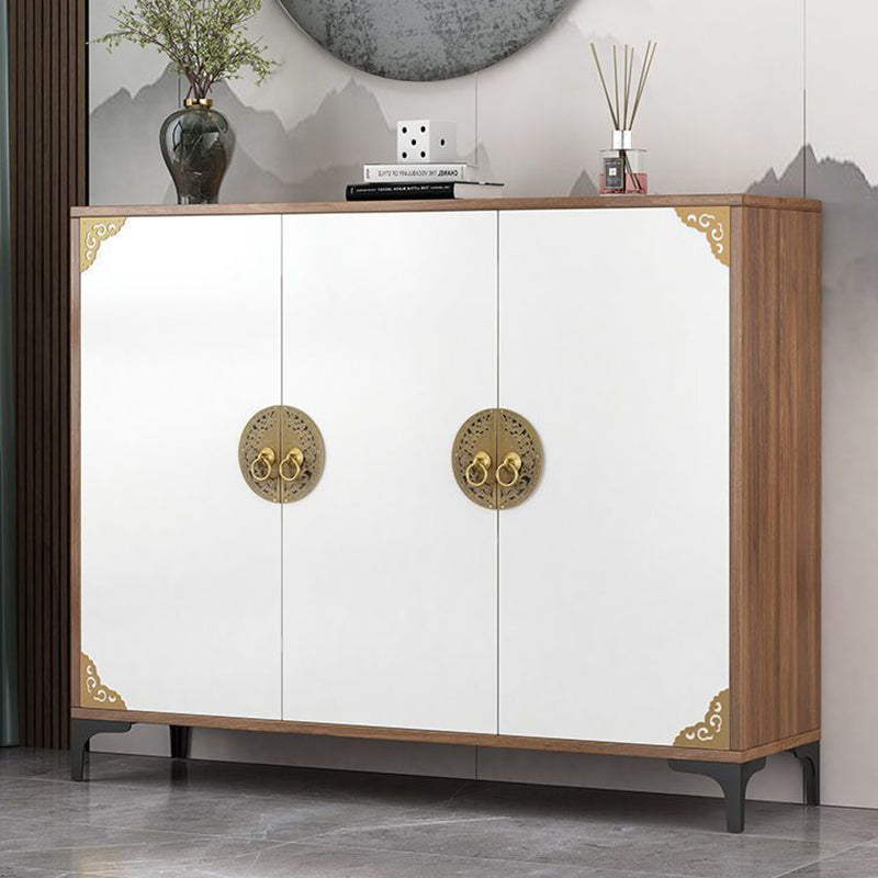 Chinese Solid Wood Metal 4-Tier Shoe Storage — Golden Oak Color