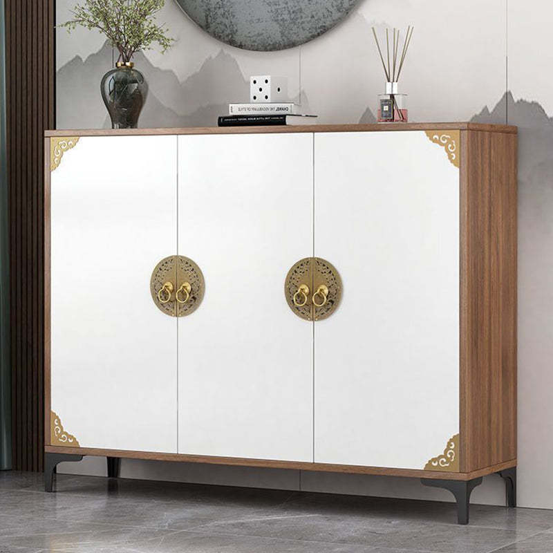 Chinese Solid Wood Metal 4-Tier Shoe Storage — Golden Oak Color