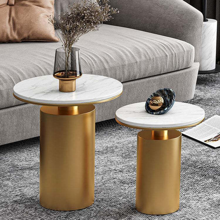 Modern Luxury Marble Steel Coffee Table — Black - Small