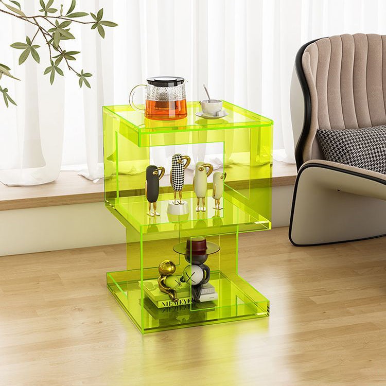 Minimalist Acrylic 3-Tier Side Table — Pink