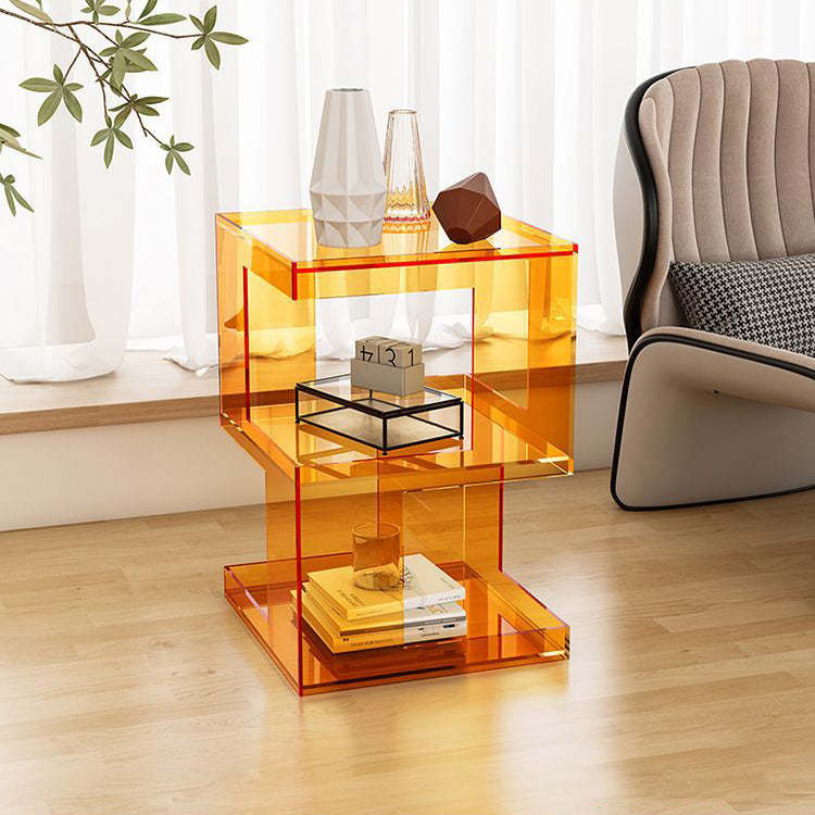 Minimalist Acrylic 3-Tier Side Table — Orange