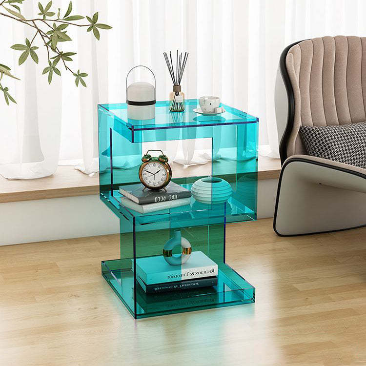 Minimalist Acrylic 3-Tier Side Table — Red