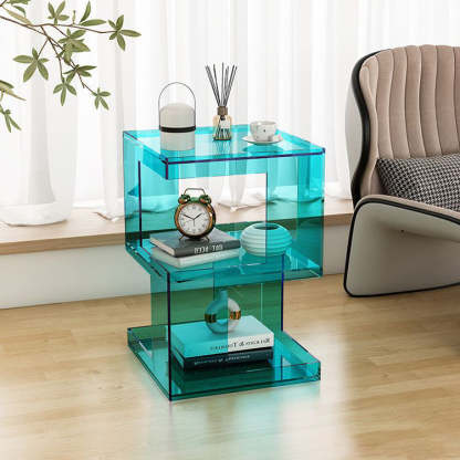 Minimalist Acrylic 3-Tier Side Table — Red
