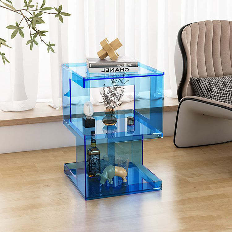 Minimalist Acrylic 3-Tier Side Table — Green