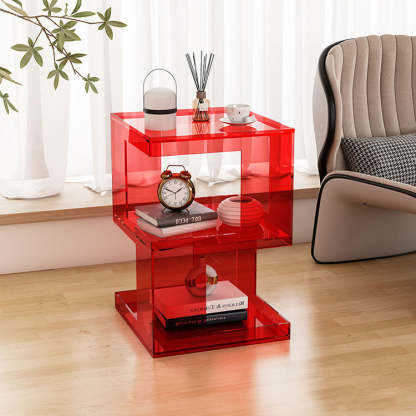 Minimalist Acrylic 3-Tier Side Table — Amber