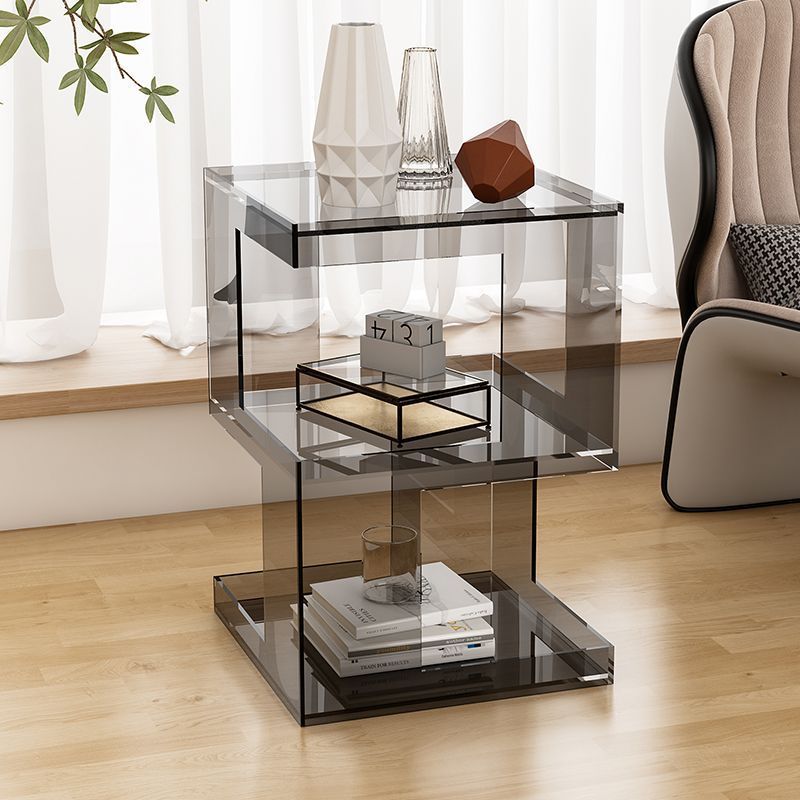 Minimalist Acrylic 3-Tier Side Table — Gray