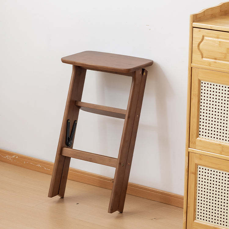 Vintage Rectangular Bamboo Bar Stool with Footrest