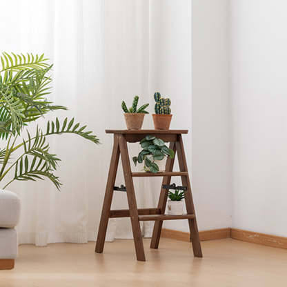 Vintage Bamboo Bar Stool with Footrest — Walnut Color