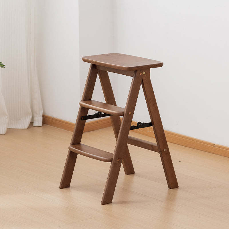Vintage Bamboo Bar Stool with Footrest — Original Wood Color