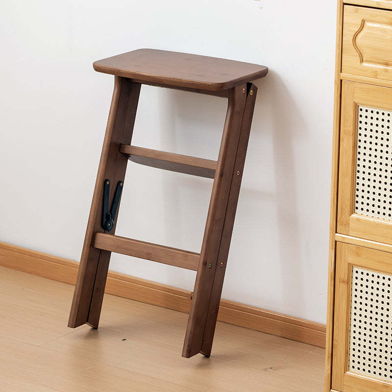 Vintage Rectangular Bamboo Bar Stool with Footrest