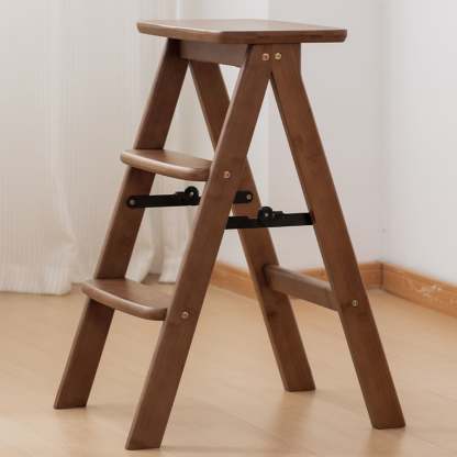 Vintage Rectangular Bamboo Bar Stool with Footrest