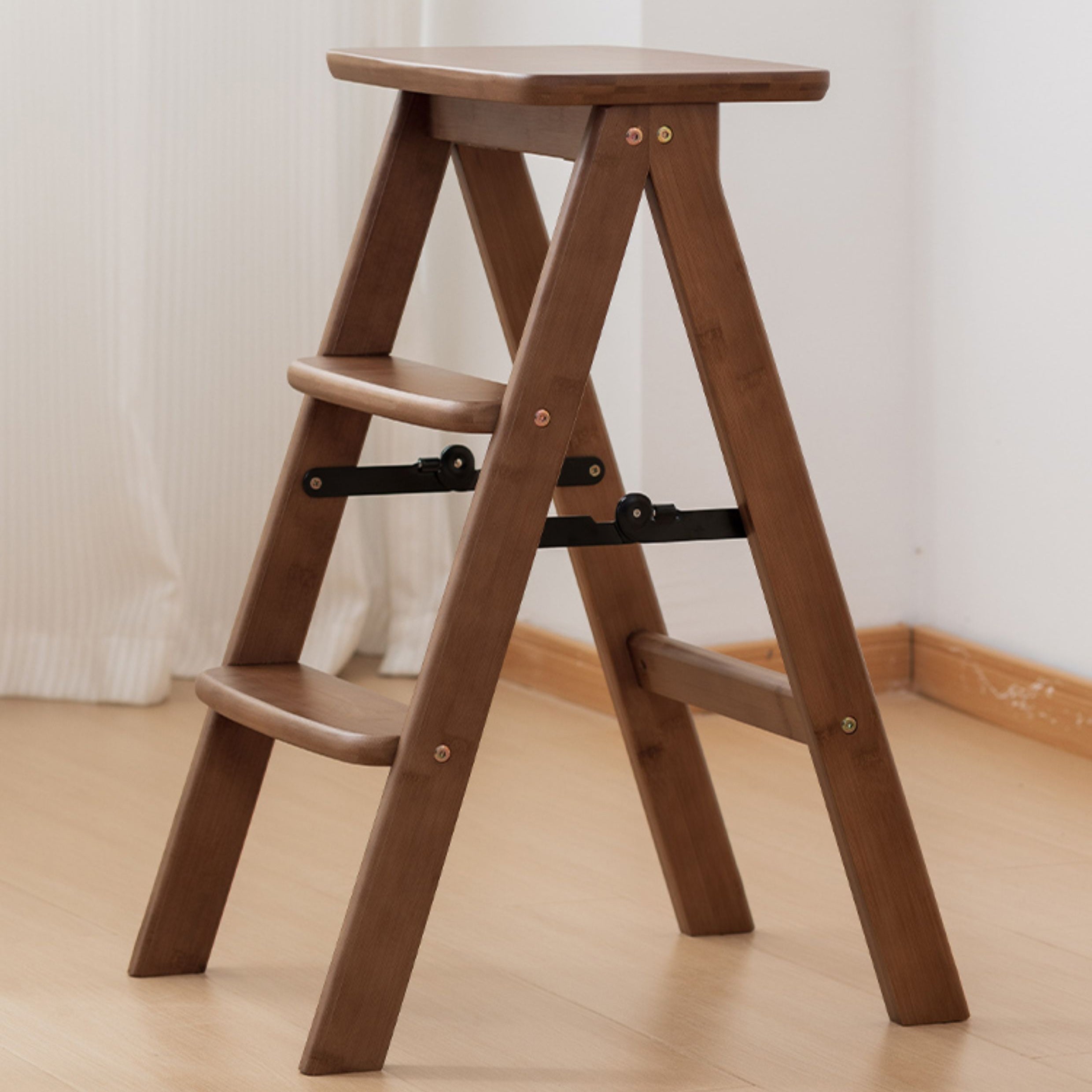 Vintage Bamboo Bar Stool with Footrest