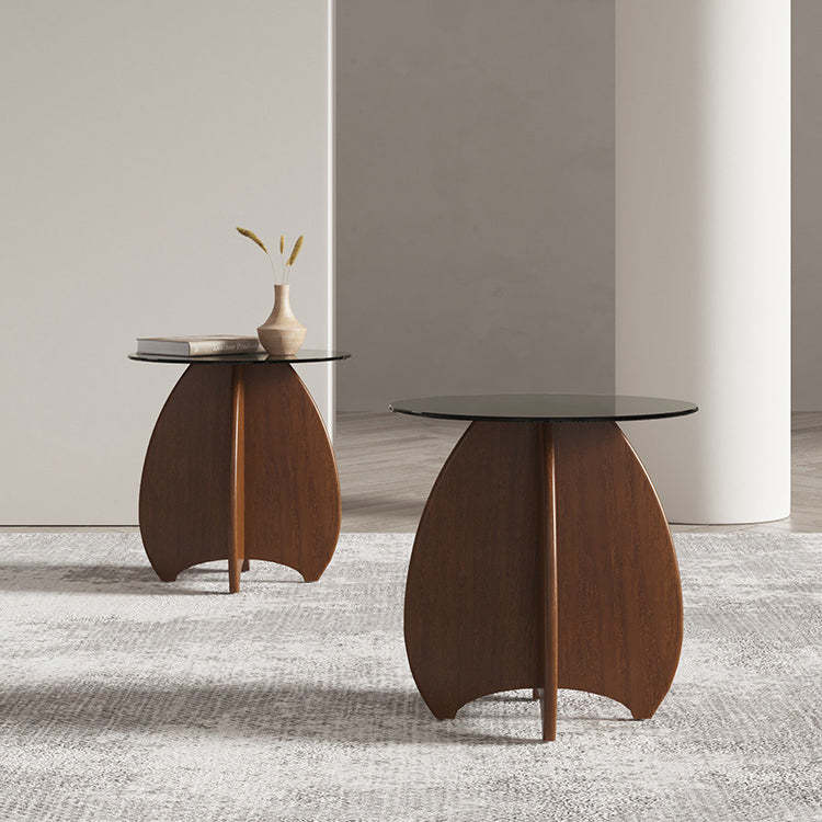 Modern Luxury Glass Wood Coffee Table