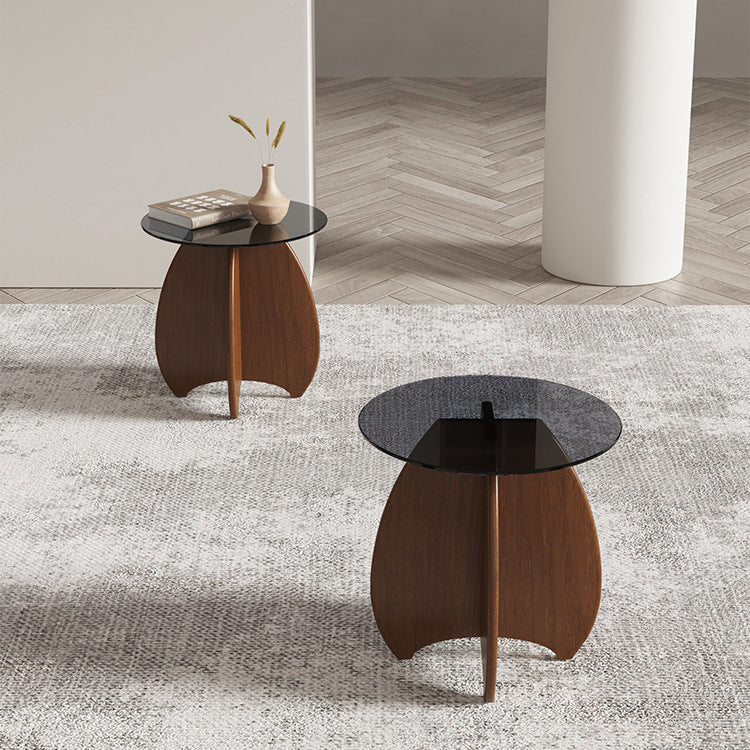 Modern Luxury Glass Wood Coffee Table