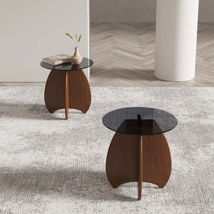Modern Luxury Glass Wood Coffee Table