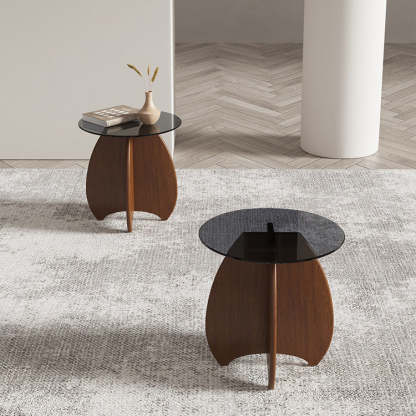 Modern Luxury Glass Wood Coffee Table