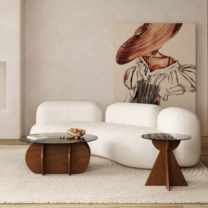 Modern Luxury Glass Wood Coffee Table