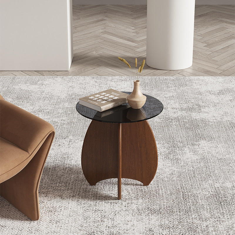 Modern Luxury Glass Wood Coffee Table