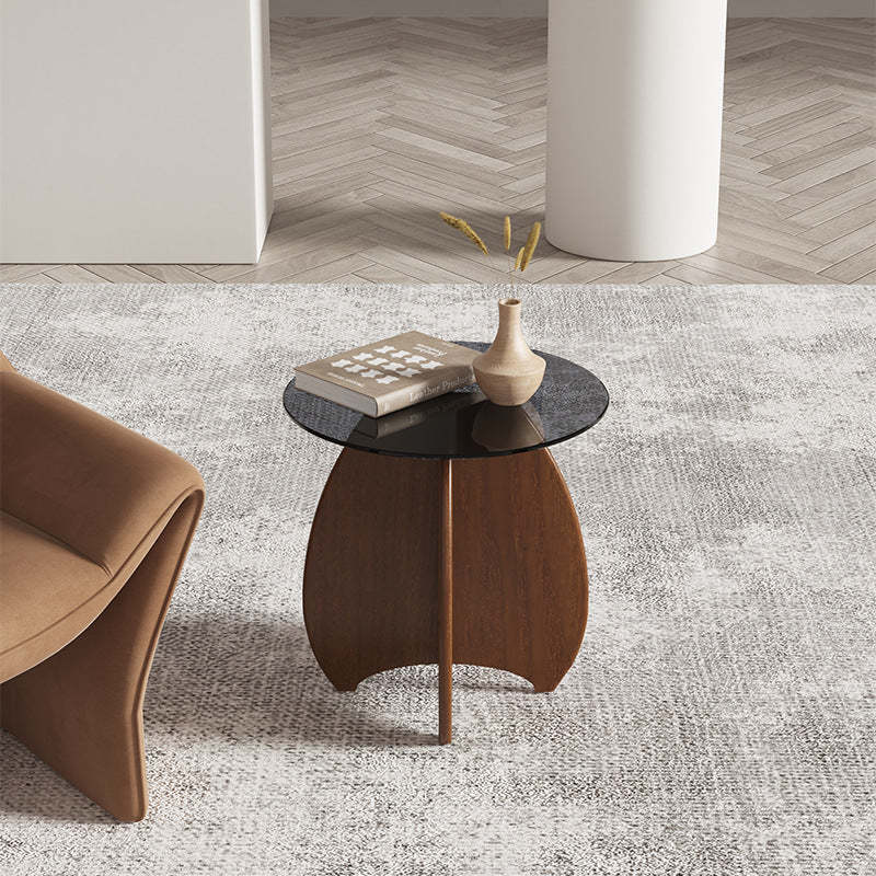 Modern Luxury Glass Wood Coffee Table