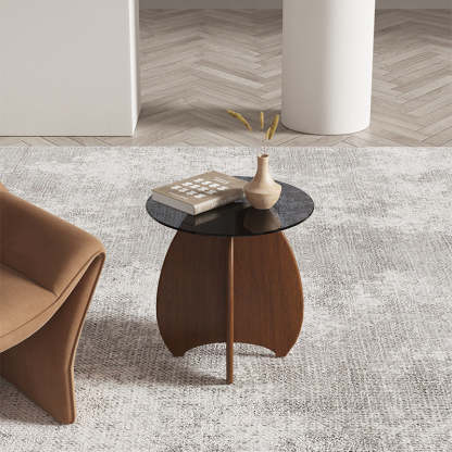 Modern Luxury Glass Wood Coffee Table