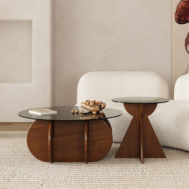Modern Luxury Glass Wood Coffee Table