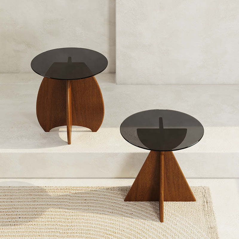 Modern Luxury Glass Wood Coffee Table — A
